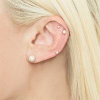 Geometric Semi-circular Ball Ear Bone Studs Piercing Small Earrings main image 3