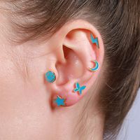 Classic Love Star Moon Earrings Screw Piercing Screw Ball Ear Studs main image 4