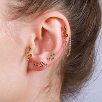 Diamond Romantic Retro Snake Female Piercing Screws Earrings main image 4
