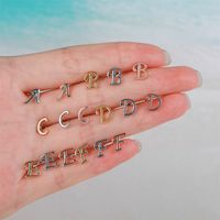 Simple Art Body 26 Letter Gold Color-preserving Glossy Earrings main image 5