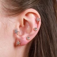 Devil's Eyes Five-pointed Star Spiral Copper Plated Gold Zircon Earrings main image 6