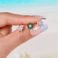 Natural Flower Small Petal Spiral Piercing Lock Ball Earrings Studs main image 5