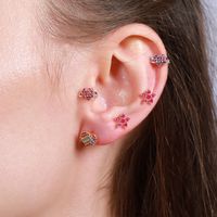 Classic Love Ear Bone Ear Studs Pink Girl Screw Ball Piercing Earring main image 4