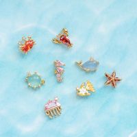 Ocean Series Ear Bone Nail Lock Ball Piercing Seahorse Starfish Earrings main image 4