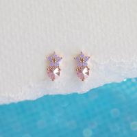 Sweet Pink Flower Ear Bone Studs Super Fairy Girly Small Earrings main image 5