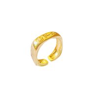 European And American Fashion 18k Real Gold Plated Smiley Face English Opening Ring Wholesale main image 6