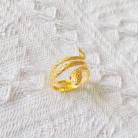 Fashion 18k Real Gold Plated Geometric Winding Snake-shaped Copper Opening Ring main image 4