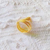 Fashion 18k Real Gold Plated Geometric Winding Snake-shaped Copper Opening Ring main image 5