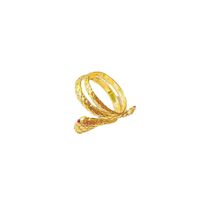 Fashion 18k Real Gold Plated Geometric Winding Snake-shaped Copper Opening Ring main image 6