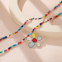 Bohemian Double Layer Creative Choker Colorful Rice Beads Stacked Necklace main image 4