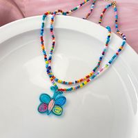 Bohemian Double Layer Creative Choker Colorful Rice Beads Stacked Necklace main image 5