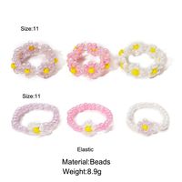 Creative Pink Rice Bead Flower Ring Ring Set 6 Piece Set main image 3