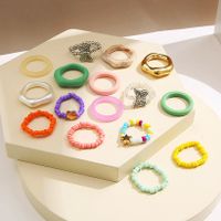 Creative Candy Color Rice Bead Heart Butterfly Ring Irregular Resin Ring 16-piece Set main image 4