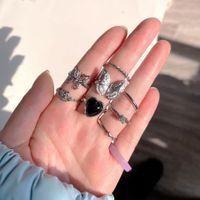 Retro Butterfly Heart Ring Set 9 Piece Set main image 1
