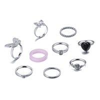Retro Butterfly Heart Ring Set 9 Piece Set main image 6