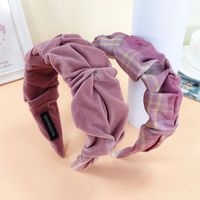 Morandi Pink Series Broad-sided Fabric Knitted Hair Band main image 5