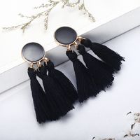 Trendy Bohemian Long Temperament Drip Oil Fan-shaped Tassel Earrings main image 4