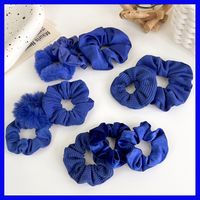 Klein Blue Simple Pure Color Head Rope Gloss Satin Temperament Hair Accessory main image 4