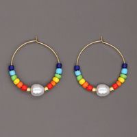 New Style Bohemian Rainbow Glass Beads Imitation Pearl Handmade Beaded Earrings main image 2