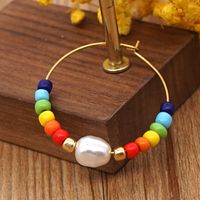 New Style Bohemian Rainbow Glass Beads Imitation Pearl Handmade Beaded Earrings main image 4