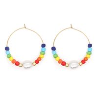 New Style Bohemian Rainbow Glass Beads Imitation Pearl Handmade Beaded Earrings main image 6