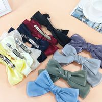 Fabric Silky Satin Bow Hairpin Simple Wide-sided Spring Clip Top Clip Steel Clip main image 2