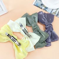 Fabric Silky Satin Bow Hairpin Simple Wide-sided Spring Clip Top Clip Steel Clip main image 3