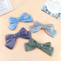 Fabric Silky Satin Bow Hairpin Simple Wide-sided Spring Clip Top Clip Steel Clip main image 4