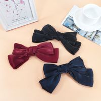 Fabric Silky Satin Bow Hairpin Simple Wide-sided Spring Clip Top Clip Steel Clip main image 5