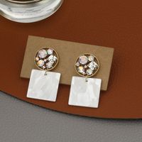 Temperament Fashion Square Flower Copper Earrings main image 3