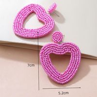 Holiday Color Ethnic Red Bead Hollow Heart-shaped Earrings main image 3