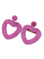Holiday Color Ethnic Red Bead Hollow Heart-shaped Earrings main image 6
