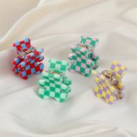 Color Plaid Bear Hairpin Acrylic Mini Grab Clip Bangs Clip Side Clip Jewelry main image 6