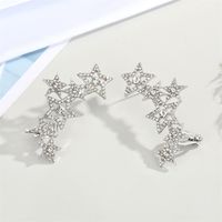 Retro Hollow Rhinestone Five-pointed Star Long Earrings main image 4