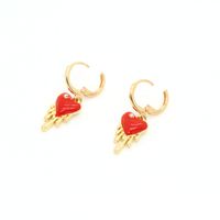 Trend Punk Zircon Drop Heart-shaped Metal Drop Oil Red Love Ear Ring main image 5