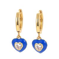 Micro-inlaid Zircon Drop Oil Earrings Simple Heart Earrings main image 4