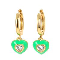 Micro-inlaid Zircon Drop Oil Earrings Simple Heart Earrings main image 5