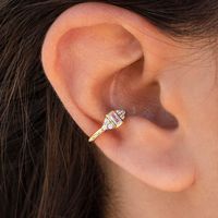 European And American Fashion Temperament Copper Ear Clip Popular Zircon Inlaid Wild 18k Gold Ear Buckle main image 4