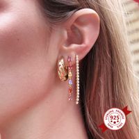 European And American Long Tassel Color Zircon Earrings main image 4