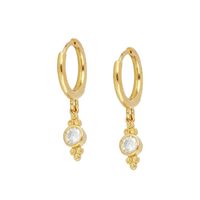 Européen Et Américain Rond Zircon Boucles D'oreilles Minimaliste Mode Géométrique Rétro Boucle D'oreille main image 2