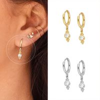 Européen Et Américain Rond Zircon Boucles D'oreilles Minimaliste Mode Géométrique Rétro Boucle D'oreille main image 5