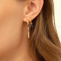 European And American Color Diamond Rainbow Earrings Long Ear Buckle main image 3