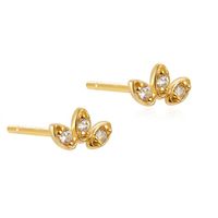 Simple Fashion Flower-shaped Leaf Inlaid Zircon Copper Earrings main image 2