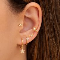 Simple Fashion Flower-shaped Leaf Inlaid Zircon Copper Earrings main image 4