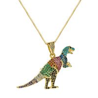Creative Copper Gold-plated Inlaid Zircon Color Dinosaur Pendant Necklace main image 6