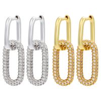 Single-sided Diamond Geometric Rectangular Jewelry Copper Earrings main image 1