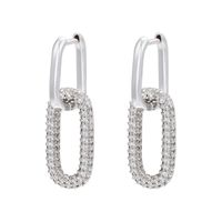 Single-sided Diamond Geometric Rectangular Jewelry Copper Earrings main image 3