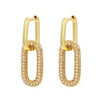Single-sided Diamond Geometric Rectangular Jewelry Copper Earrings main image 6