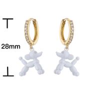 Balloon Dog Earrings Color Spray Paint Puppy Pendant Earrings Copper Jewelry main image 6