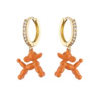 Balloon Dog Earrings Color Spray Paint Puppy Pendant Earrings Copper Jewelry main image 4